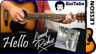 How to play HELLO 💘  Lionel Richie  GUITAR Lesson 🎸  GuiTabs N°130 [upl. by Mallissa578]