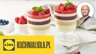 Warstwowa PANNA COTTA 3 kolory 🍨  Paweł Małecki amp Kuchnia Lidla [upl. by Ynnal]