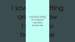 384  I saw Esau sitting on a seesaw I saw Esau he saw me challenge tonguetwisterchallenge [upl. by Yekcim]