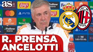 CARLO ANCELOTTI RUEDA PRENSA COMPLETA REAL MADRID  AC MILAN hoy CHAMPIONS LEAGUE [upl. by Devlen744]