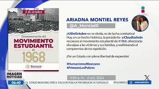 Ariadna Montiel conmemora el 2 de octubre como un día de lucha combativa  Noticias con Paco Zea [upl. by Rowen]