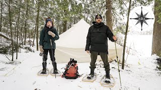 Winter Camping in our Hot Tent 4 days on the border of Algonquin Park  Part 2 [upl. by Herby329]