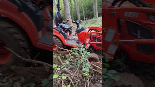 Kioti CS2220 Stuck on a stump and creek bank tractorfails [upl. by Trill]