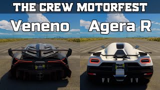 The Crew Motorfest  Lamborghini Veneno vs Koenigsegg Agera R  Drag Race [upl. by Harmonie]