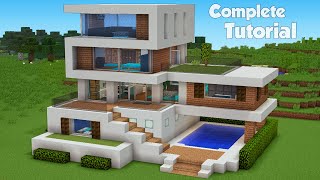 Minecraft How to Build a Large Modern House Tutorial Easy 32 Interior In Desc [upl. by Amarette575]