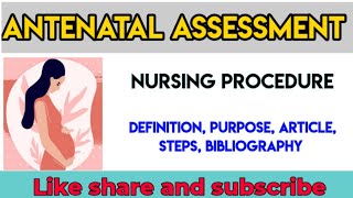 Antenatal examination  assessment  procedure  community health nursing 2nd  dhyeya nursing [upl. by Tamanaha59]