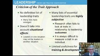 Trait Approach Chap 2 Leadership by Northouse 8th ed [upl. by Daus]