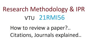 How to review a paper Citations Journals explained vtu researchmethodology phd engineers [upl. by Manthei538]