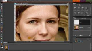 Touch Up Blemishes and UnderEye Circles In Photos Using Photoshop Elements [upl. by Thorrlow]