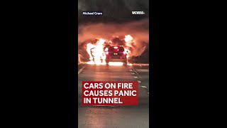 Get out get out Vehicle fires lead to panic inside Boston tunnel [upl. by Heintz64]