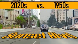 Sunset Blvd 1950s vs 2020sHollywood Wonderful California Historic drive NostalgicVintageRetro [upl. by Eisseb]