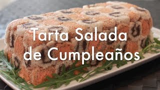 Tarta salada de cumpleaños con pan de molde  Recetas de Cocina ✅ [upl. by Nirik]