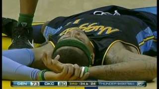 Carmelo Anthony unconscious on floor while game Continues [upl. by Akcebar]