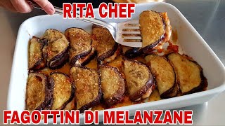 FAGOTTINI DI MELANZANE RIPIENI🍆RITA CHEF  Super golosi [upl. by Illyes99]