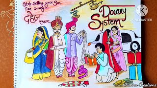 How to draw Stop Dowry System  Stop Dowry System Drawing [upl. by Halle]