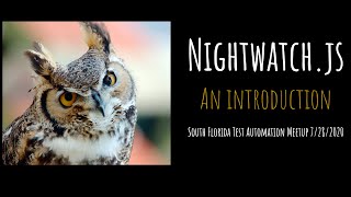 South Florida Test Automation Meetup  An Introduction to Nightwatchjs Test Automation [upl. by Mozelle60]