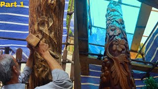 Carved tree  Iranian tree  wood carving Part 1 [upl. by Aivartal630]