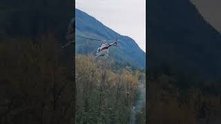 Fishery police patrol by helicopter  everyone follows the regulations to fish for salmon [upl. by Anilet]