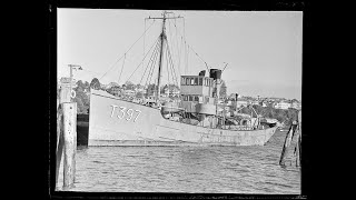 Launching the HMNZS Hinau Aroha and Awatere all known film of the NZ castle class minesweepers [upl. by Lorrac]