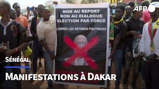 Sénégal manifestations à Dakar dans lattente dune date pour la présidentielle  AFP [upl. by Aneen]