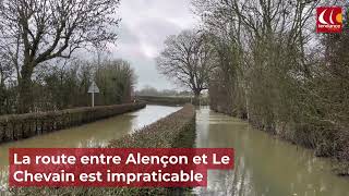 Crues et inondations  la rivière Sarthe sort de son lit à Alençon [upl. by Grim427]