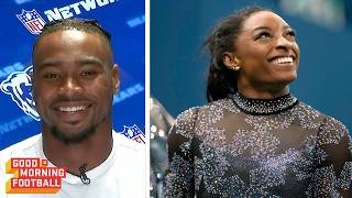 Simone Biles Husband Jonathan Owens Joins GMFB to Talk Olympics [upl. by Ynohtnanhoj988]