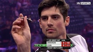 Alastair Cook v James Anderson  World Darts Championship Alexandra Palace [upl. by Arraeis]