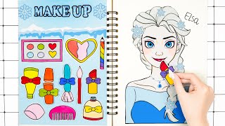 ✨paperdiy✨ ASMR Disney Elsa Makeup Transform Paper into a Frozen Look 💄 StepbyStep Tutorial [upl. by Themis]