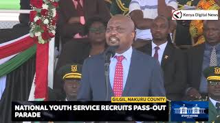 Listen to CS Moses Kurias speech in front of President Ruto during NYS passout parade in Gilgil [upl. by Harias727]