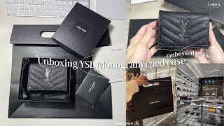 Unboxing YSL wallet  YSL Monogram card case in grain de Poudre embossed leather  Taratoonn 🤍💸✨ [upl. by Nedrob166]