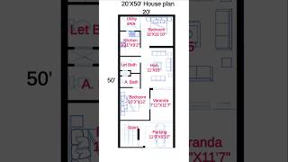 20X50 Size House Plan  2 BHK Ground Floor Vastu House Plan  With Parking Plan🏠 vastu floorplan [upl. by Nairbo713]