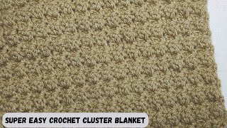 Super Easy Crochet Cluster Blanket One Row Repeat Pattern [upl. by Roselin]