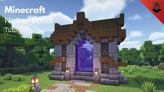 Minecraft How to Build a Medieval Nether Portal  Nether Portal Design Tutorial [upl. by Kristien]