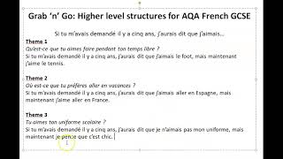 AQA GCSE French Speaking Exam General Conversation Writing Exam 150 Word Grab n Go Structures 4 [upl. by Karame353]