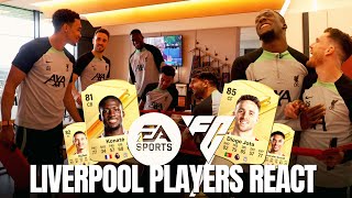 Liverpool players react HILARIOUS Jota amp Konate partnership  EA SPORTS FC 24 ratings revealed [upl. by Thekla]