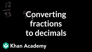 Converting fractions to decimals  Decimals  PreAlgebra  Khan Academy [upl. by Tillio]