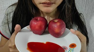 Asmr comiendo manzana con Chamoy  asmr en español [upl. by Naihs]