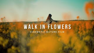 Girl Walking In Flowers Cinematic Portrait Video [upl. by Bella]