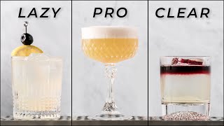 WHISKEY SOUR 3 WAYS  Lazy Pro Clear  How to make a Whiskey sour cocktail [upl. by Ap]