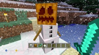 Minecraft Xbox 360 How to make a Snow Golem Snowman [upl. by Atinyl160]