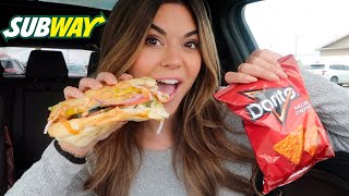 Subway Mukbang my fave subway order [upl. by Atirb]