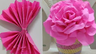 DIY Giant paper flower tutorial in lockdown with Crepe paper HandmadeEasy and SimplePapersai arts [upl. by Lawford]