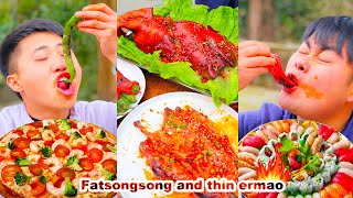 mukbang  Braised pork sausage  Chicken and goose  Big crab  Big lobster  songsong and ermao [upl. by Youlton244]