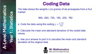 Mean and Standard Deviation of Coded Data  Mr Mathematics [upl. by Nahte]