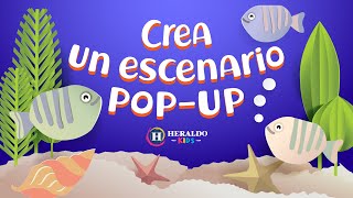 HeraldoKids  Popup tutorial Escenario marino  Manualidades para niños [upl. by Kendall]