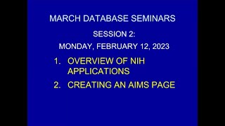 OVERVIEW OF NIH APPLICATIONS  CREATING AN AIMS PAGE  NIGEL PANETH [upl. by Dnomso]