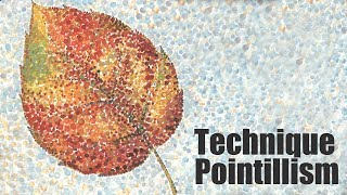 Speed Painting  Technique Pointillism  Autumn leaf  Gouache  IOTN [upl. by Kimball821]