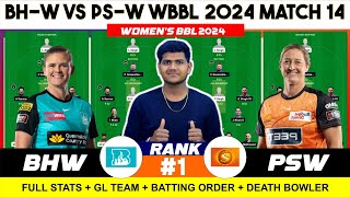 PSW vs BHW  PS W vs BH W Prediction  Perth Vs Brisbane 14TH WBBL MATCH [upl. by Ahsiruam902]