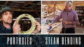 Reusing old bronze portholes DIY steam bending with an IRON  Building a 40ft sailing boat EP 47 [upl. by Aluap]