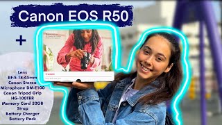 CANON EOS R50 РАСПАКОВКА Цифровая Фотокамера Обьектив Стереомикрофон ШтативМонопод Карта Памяти [upl. by Wilson]